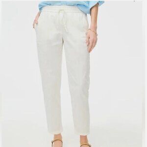 J. Crew Factory Pants Women 00 Ivory White Linen Cotton Blend Drawstring Coastal
